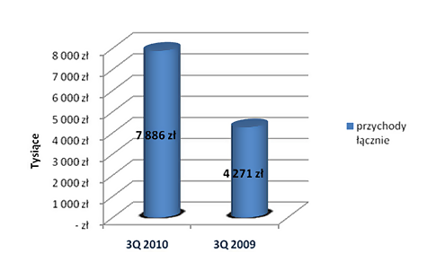 Zestawienie przychodów Suntech S.A. w pierwszych trzech kwartałach 2010 i 2009 roku